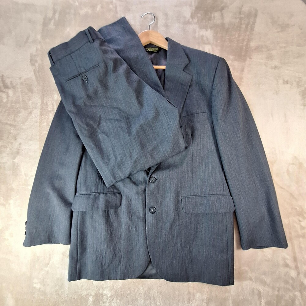 Strathmore Suit Mens 44 37x31 Gray 2 Button 100% Wool Single Vent Made In USA
